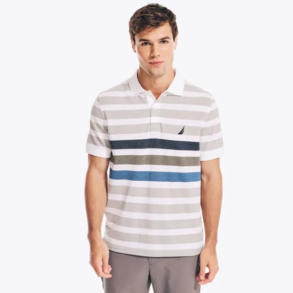 Мужская рубашка-поло классического кроя в полоску Nautica Jaspe Pique, цвет Bright White