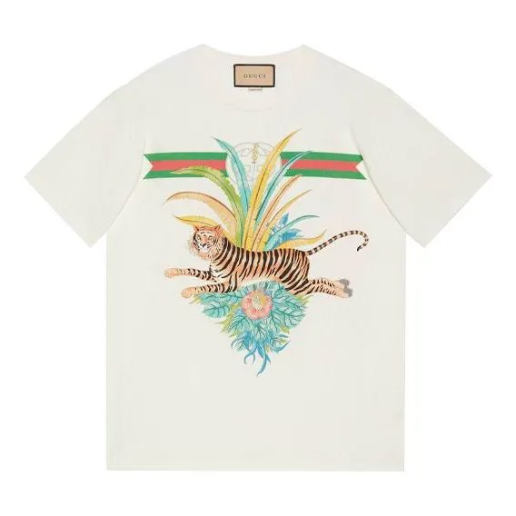 Футболка GUCCI SS22 GG Men Tiger Cotton T-Shirt 'White', белый