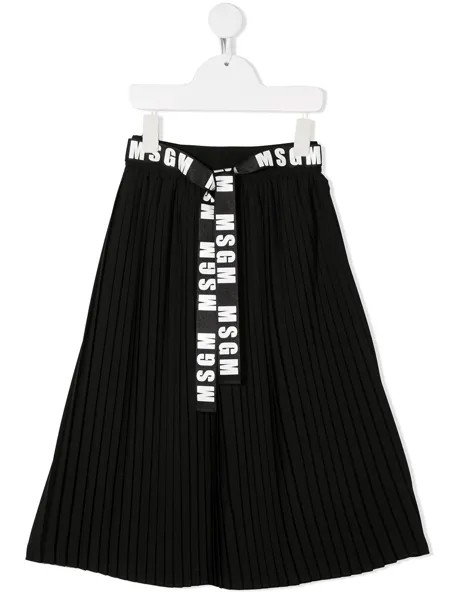 MSGM Kids расклешенная юбка с логотипом