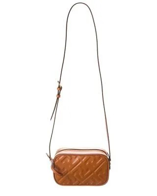 Женская кожаная сумка для фотокамеры Fendi Ff Mini, коричневая