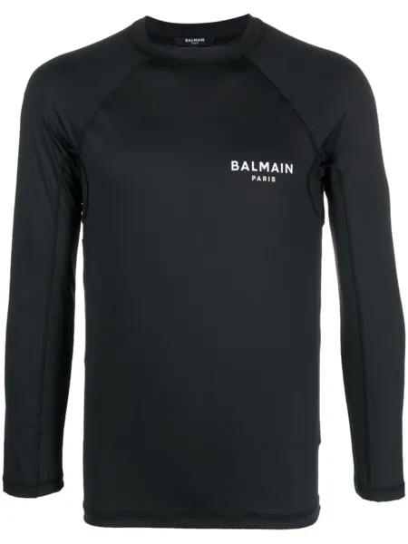 Balmain футболка узкого кроя с логотипом, черный