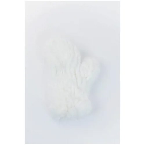 Женские варежки из меха белые Carolon / Красивые вязаные женские варежки