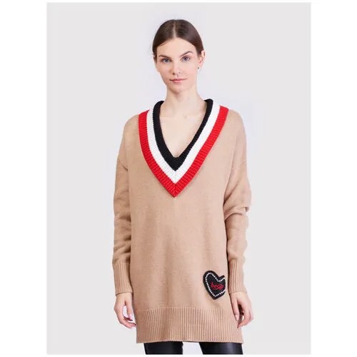 Пуловер удлиненный с контрастным воротником Be Blumarine RU 48 / EU 42 / L