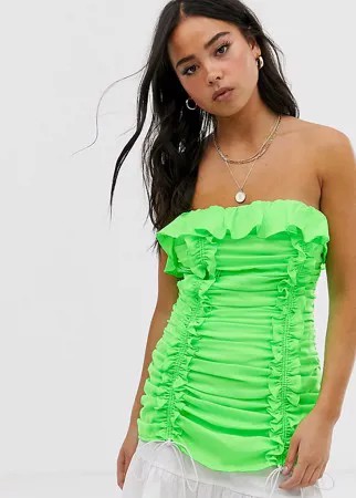 Платье-бандо со сборками и оборками Wild Honey-Зеленый