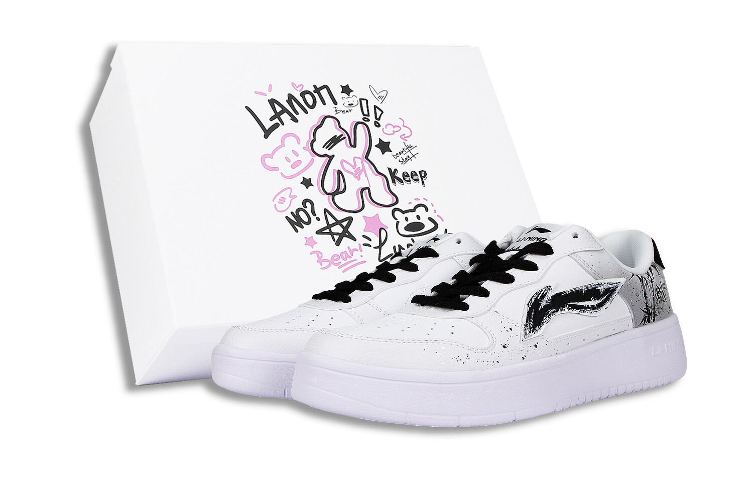 Кроссовки LiNing Skateboarding Shoes Women's Low-top Black, белый