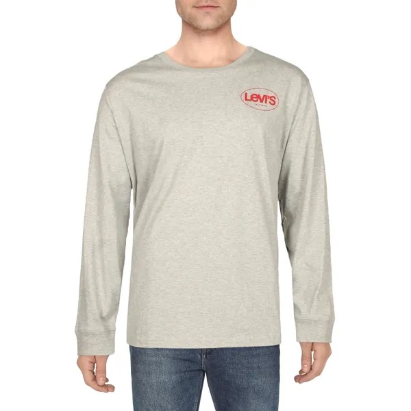 Мужская непринужденная футболка с рисунком с круглым вырезом Levi's, цвет Heather Grey