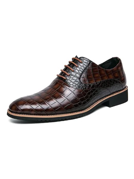 Milanoo Men's Lace Up Crocdile Print Oxfords Dress Shoes