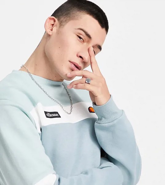Синий свитшот в стиле колор блок ellesse – эксклюзивно для ASOS-Голубой