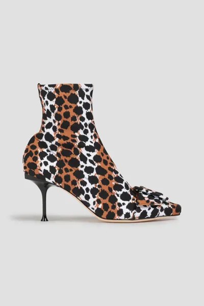 Неопреновые ботинки-носки с леопардовым принтом Sergio Rossi, белый