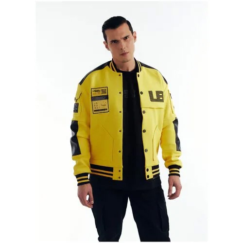 Куртка бомбер мужская демисезонная спортивная трикотажная URBAN BORIS (Цвет Желтый, Размер XL)