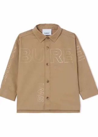 Burberry Kids рубашка оверсайз с принтом