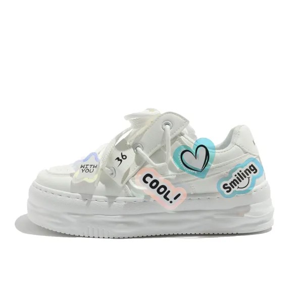 Кроссовки MEAKKEA Skateboarding Shoes Women's Low-top, цвет White E gradient letter (mesh)