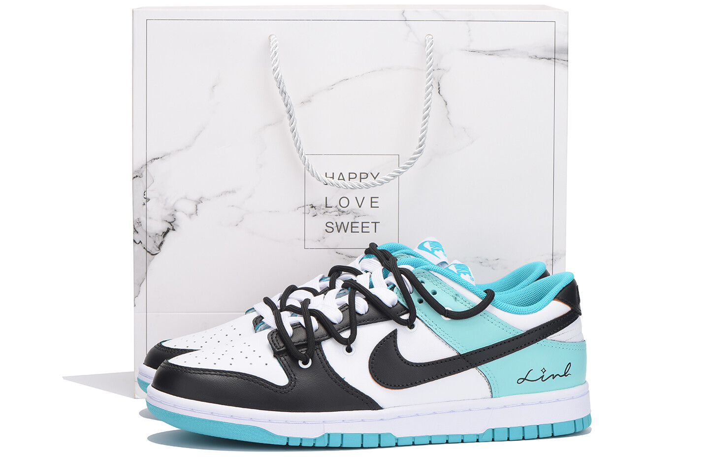 Кроссовки Nike Dunk Skateboarding Shoes Unisex Low-top White, зеленый