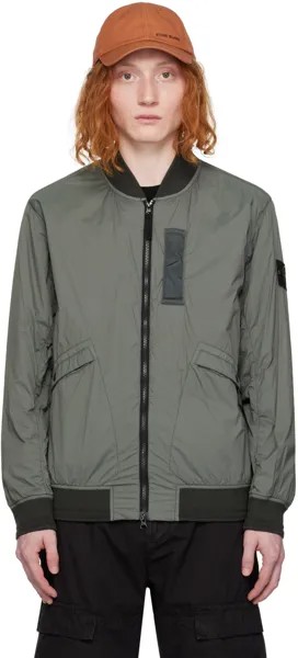 Зеленый бомбер, окрашенный в готовой одежде Stone Island