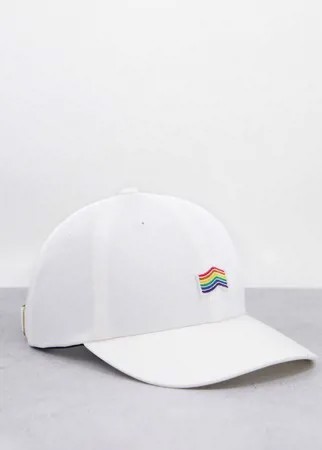 Белая «жокейская» кепка с изогнутым козырьком и радужным флажком Vans Rainbow-Белый