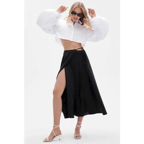 Юбка-миди TOPTOP из аталаса на запах-M/L