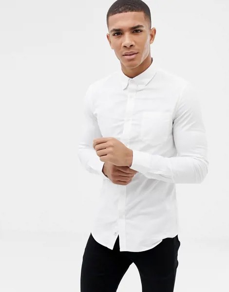 Приталенная оксфордская рубашка Burton Menswear-Белый