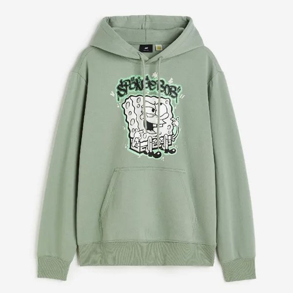 Толстовка H&M x SpongeBob SquarePants Regular Fit, зеленый
