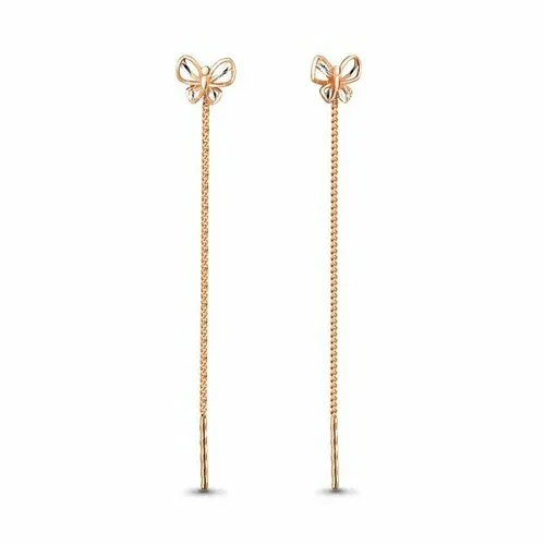 Серьги цепочки Trade Jewelry, красное золото, 585 проба, золотой