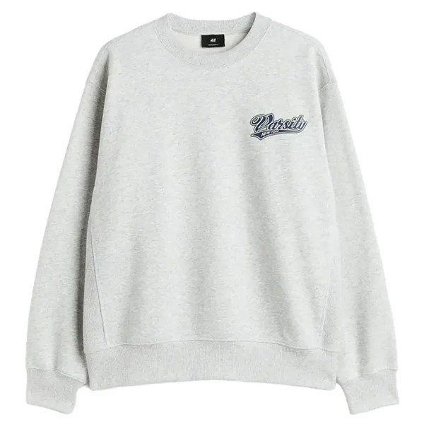 Свитшот H&M Varsity Oversized Fit, светло-серый