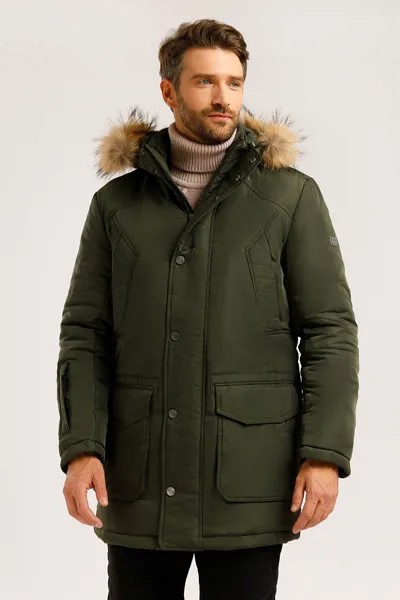 Пальто мужское Finn Flare W19-22015 зеленое 3XL