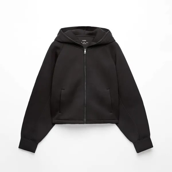 Толстовка Oysho Neoprene Effect Hooded, черный