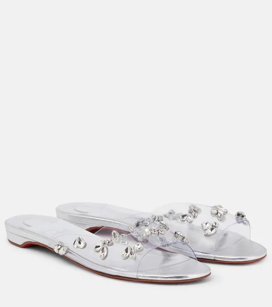 Декорированные шлепанцы Degraqueenie из ПВХ Christian Louboutin, серебряный