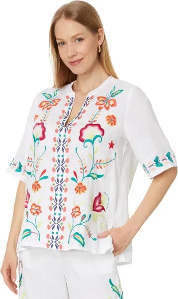 Топ Johnny Was Averi Easy V-Neck Top, белый