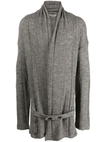 Yohji Yamamoto кардиган макси с поясом, серый