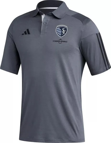 Серая дорожная рубашка-поло Adidas Sporting Kansas City '23