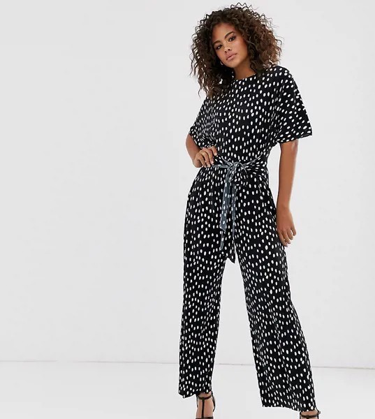 Комбинезон в горошек с завязкой спереди ASOS DESIGN Tall-Мульти