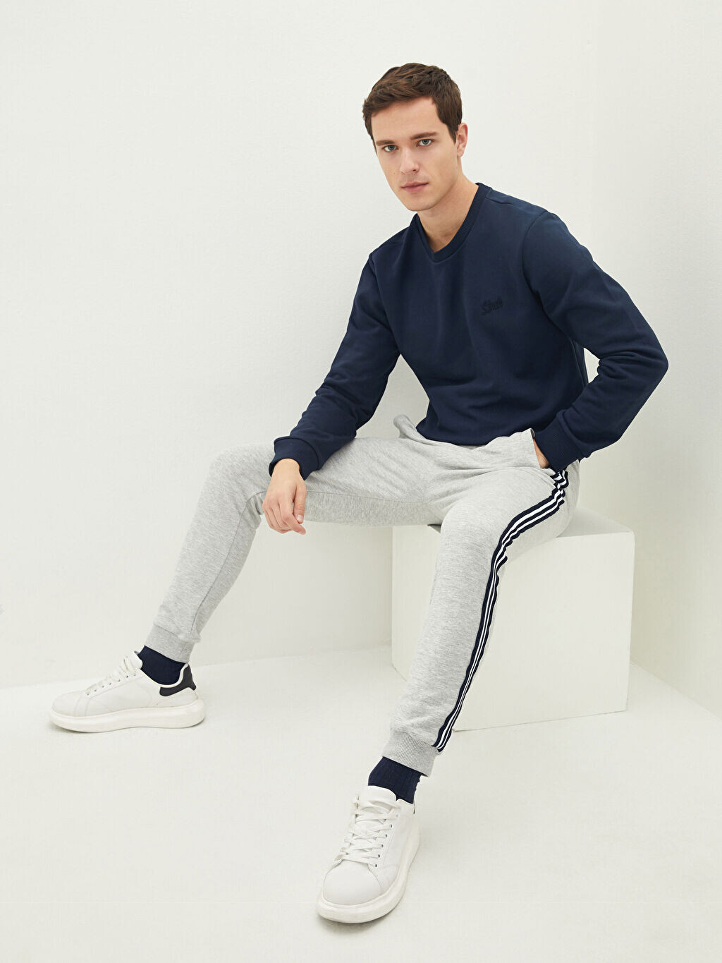 Мужские спортивные штаны Slim Fit Jogger Stripes LCW Casual, светло-серый