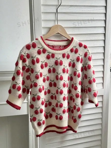 EZwear Однотонная трикотажная рубашка с короткими рукавами и распашным узором для женщин, весна и осень Shein, абрикосовый
