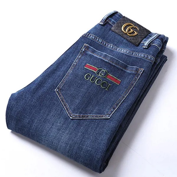 Весенние мужские джинсы хлопок классический стиль стрейч прямые джинсы бизнес европейский бренд мужские джинсы