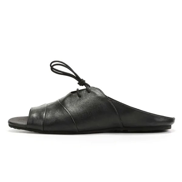 Качественные кожаные винтажные высокие слипоны, Мужская Летняя обувь в римском стиле, брендовые классические сандалии в английском стиле с открытым носком на плоской подошве, черные