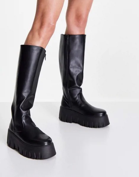 Черные сапоги на толстой подошве ASOS DESIGN Cole-Черный