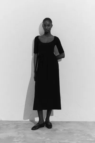 Платье из джерси с овальным вырезом H&M, черный