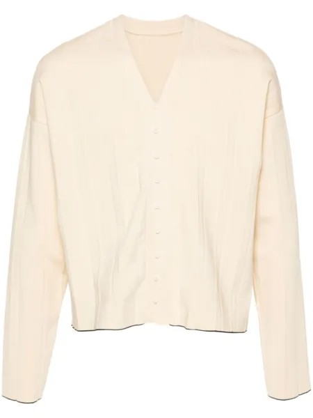Jacquemus плиссированный кардиган в рубчик, нейтральный цвет