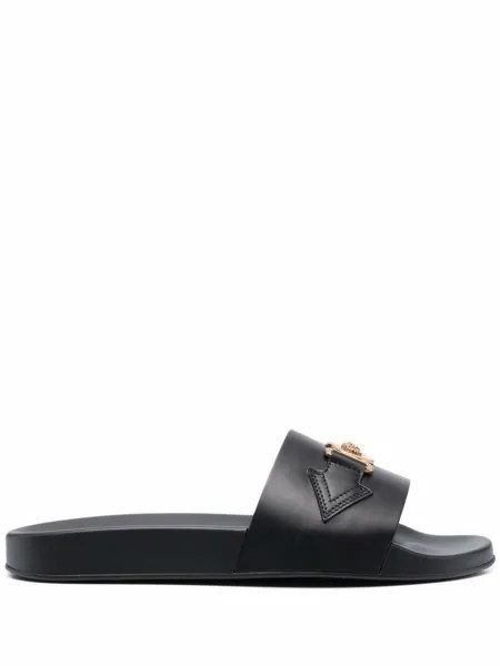 Versace шлепанцы с логотипом Medusa, черный