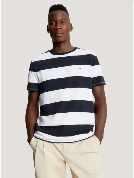 Мужская футболка в полоску для регби Tommy Hilfiger, цвет Optic White/Navy