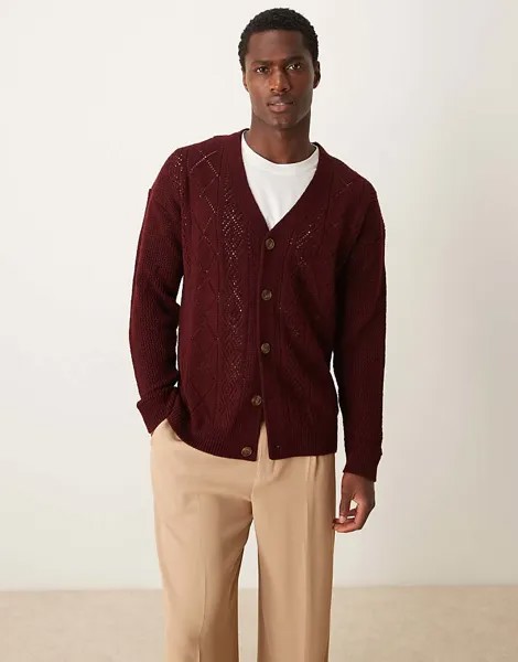ASOS DESIGN – бордовый свободный кардиган с узором