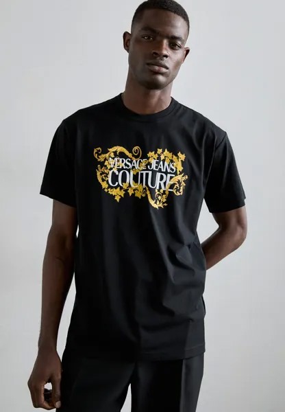 Футболка с принтом LOGO BAROQUE Versace, черный