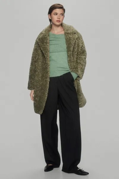 Объемная шуба из искусственного меха Pedro del Hierro, зеленый