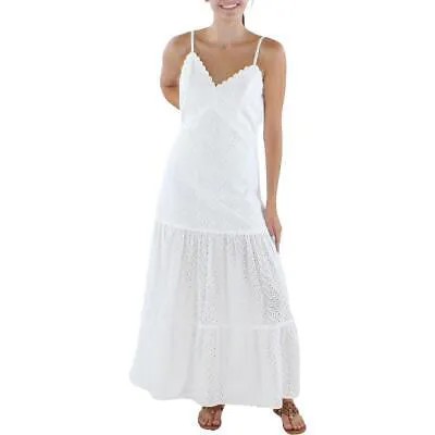 Женское белое многоярусное платье макси без рукавов цвета морской волны M BHFO 1905