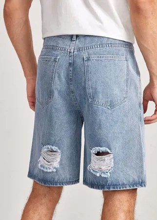 Мужские рваные джинсовые шорты с карманом