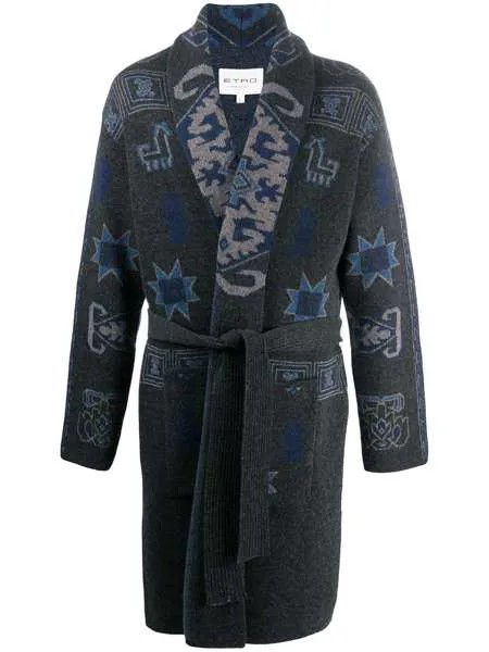 Etro удлиненный кардиган с поясом