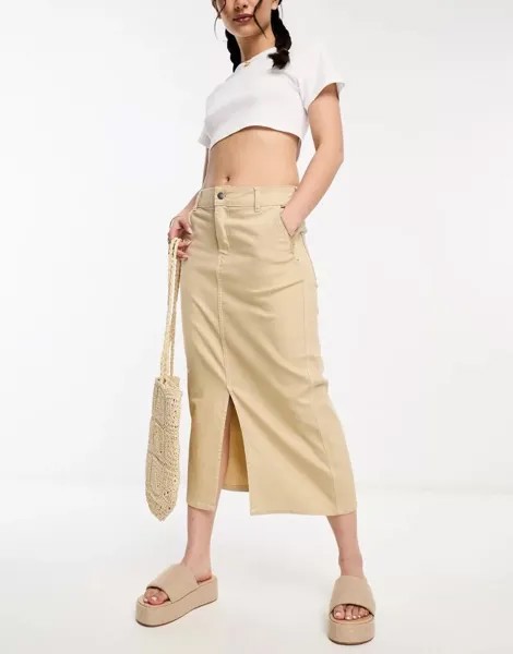 Кремово-белая джинсовая юбка прямого кроя Vero Moda