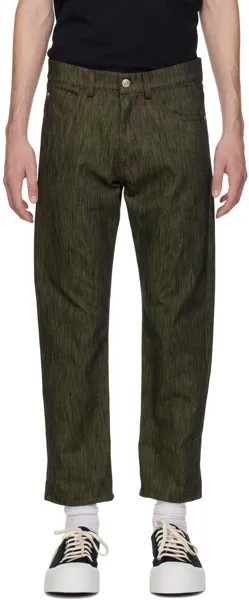 Зелено-черные выцветшие джинсы Marni