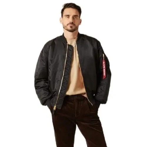 Бомбер ALPHA INDUSTRIES, силуэт прямой, утепленная, размер XL, черный