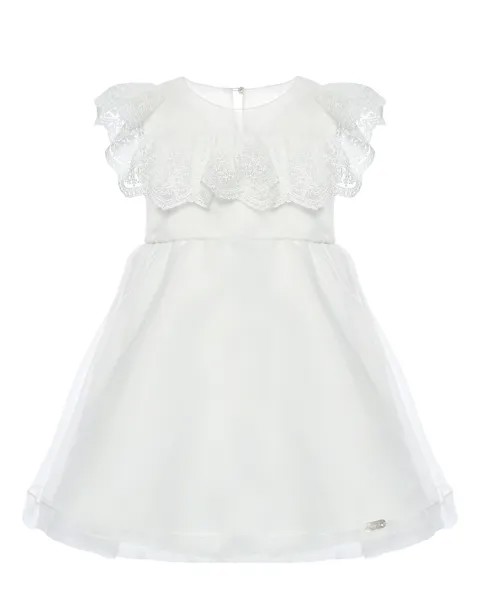 Платье с кружевной рюшей, белое Baby A